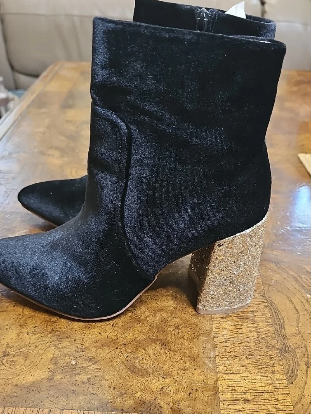 Betsey Johnson Black Velvet Pointed Ankle Booties